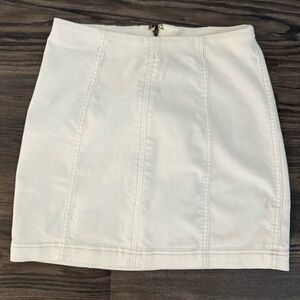 Free People White Denim Mini Skirt